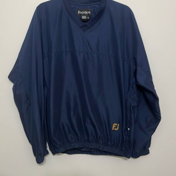 FJ‎ FootJoy Mens Navy V-Neck Pullover Golf Windbreaker Jacket Small - Picture 1 of 8
